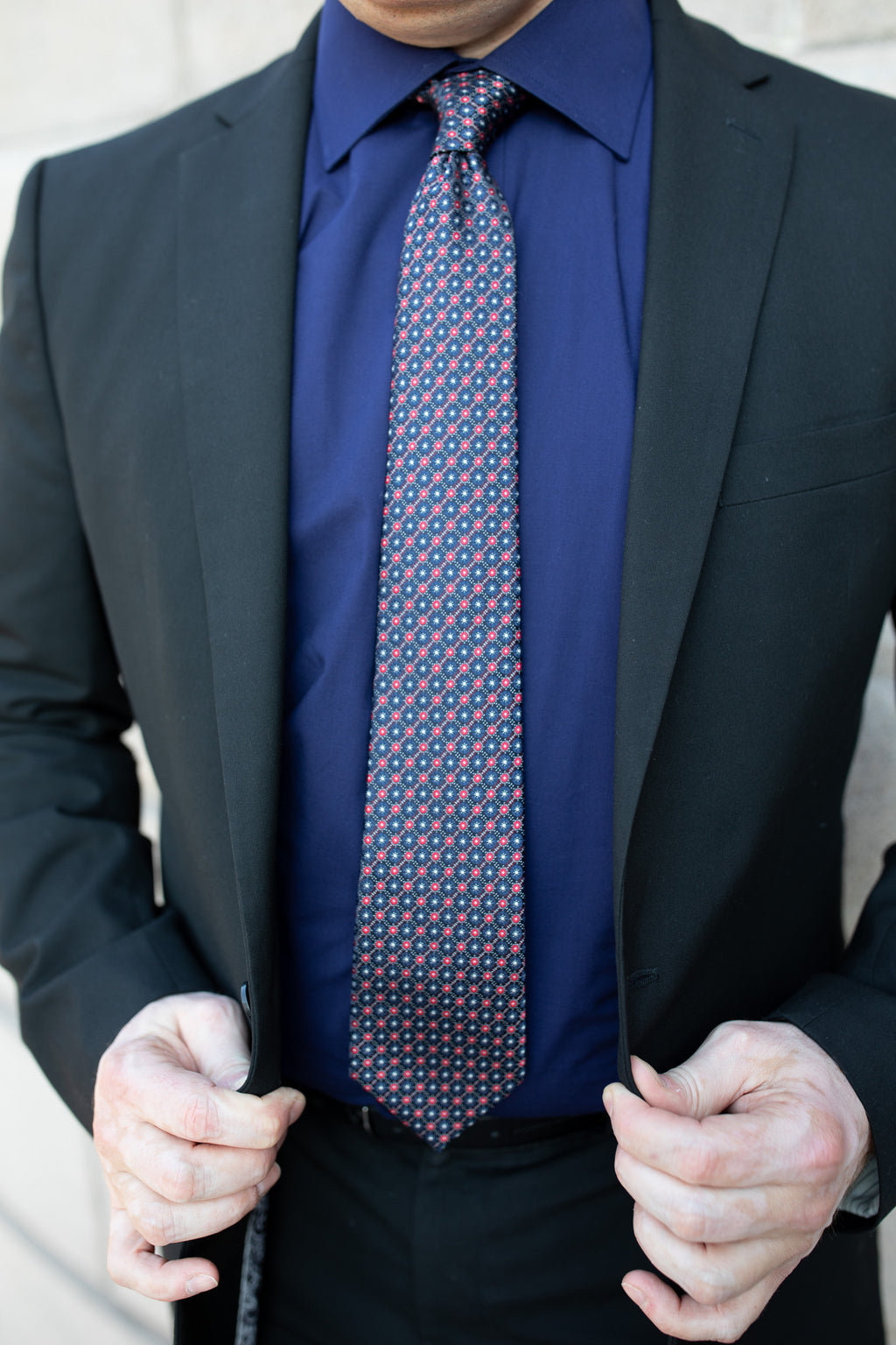 Navy Classic Men's Long Sleeve Dress Shirt