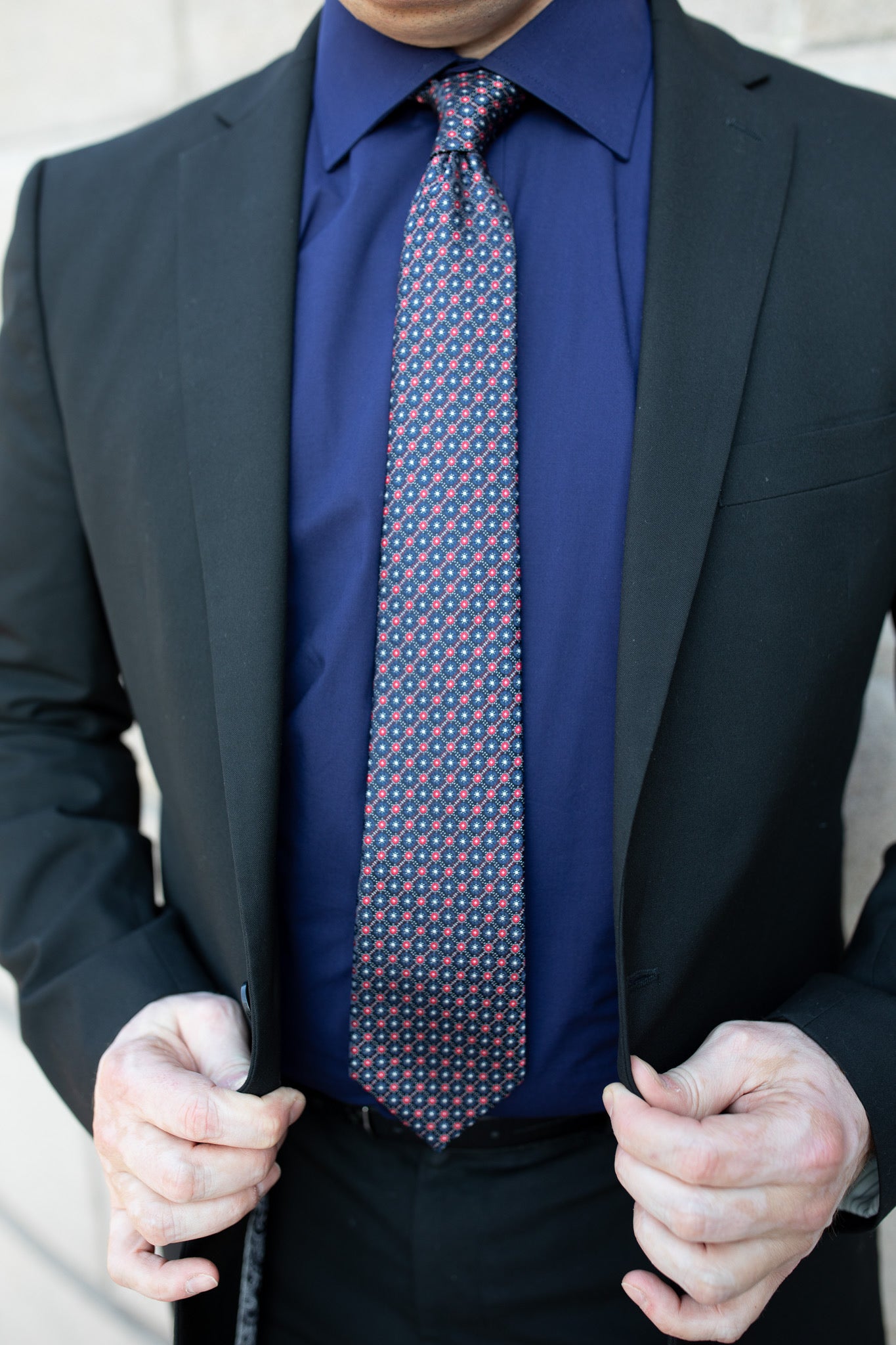 Navy Classic Men's Long Sleeve Dress Shirt