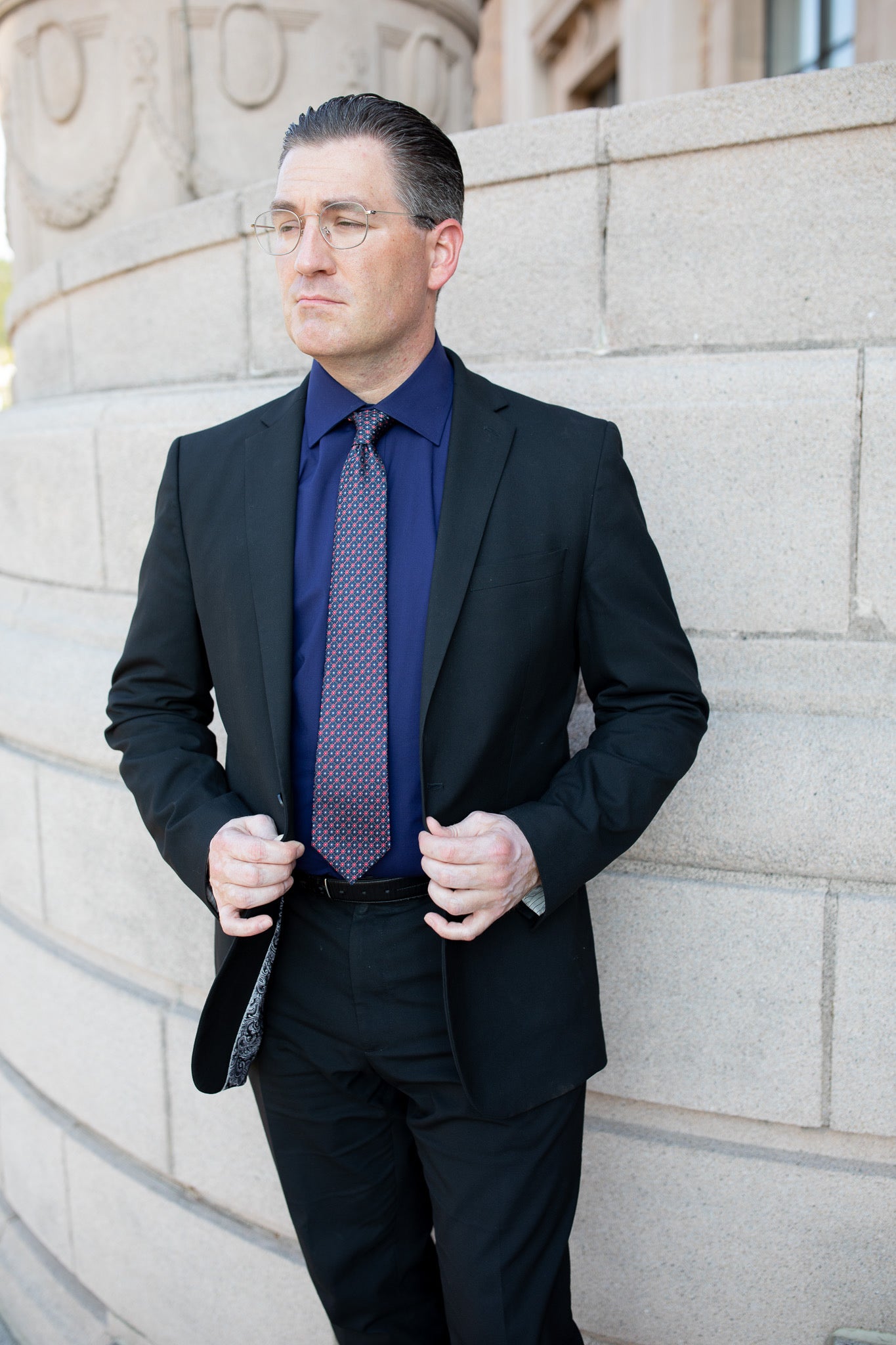 Navy Classic Men's Long Sleeve Dress Shirt