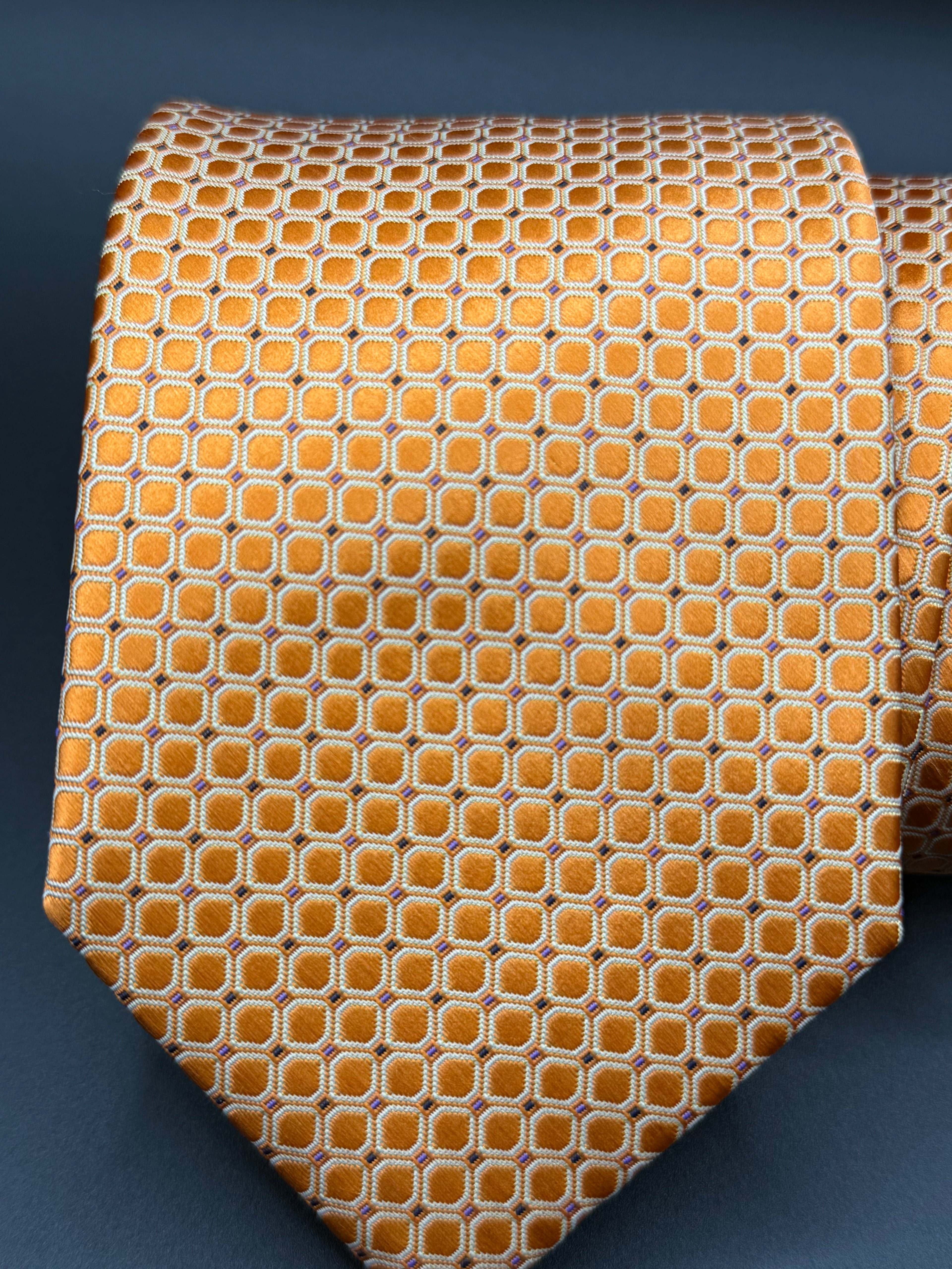 Tangerine Micro Square Geometric Necktie