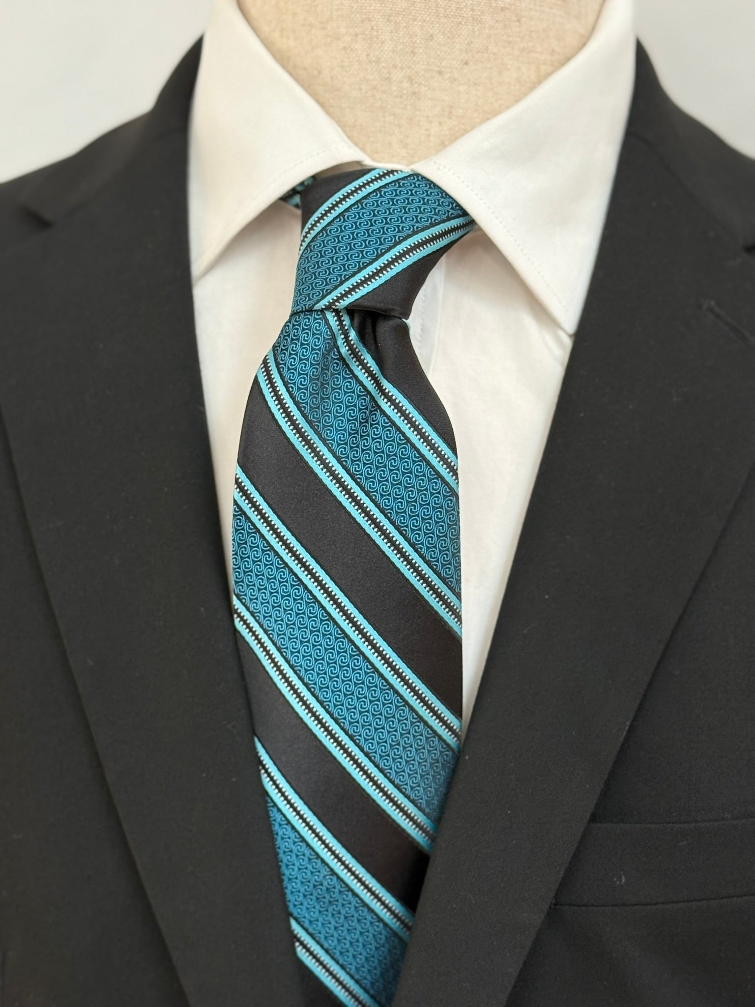 Oasis Blue and Black Striped Woven Necktie