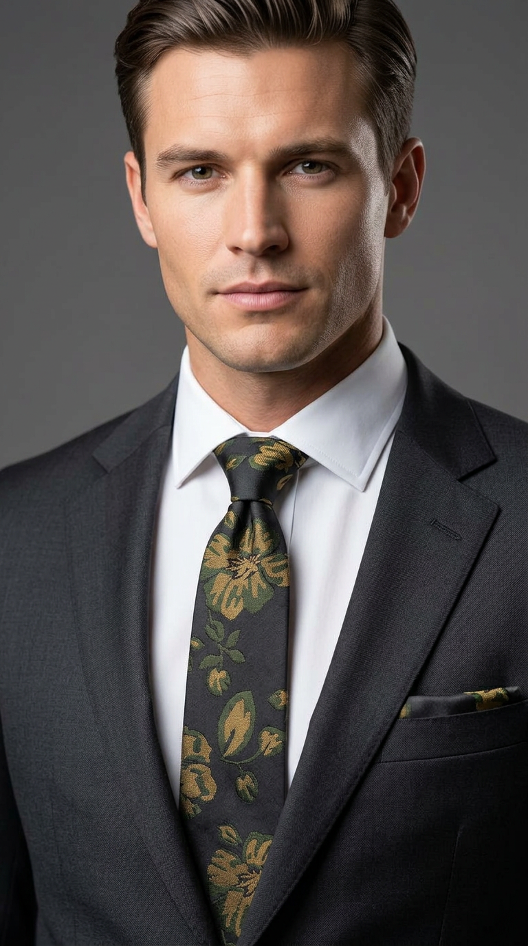 The Olive Bloom Floral Necktie
