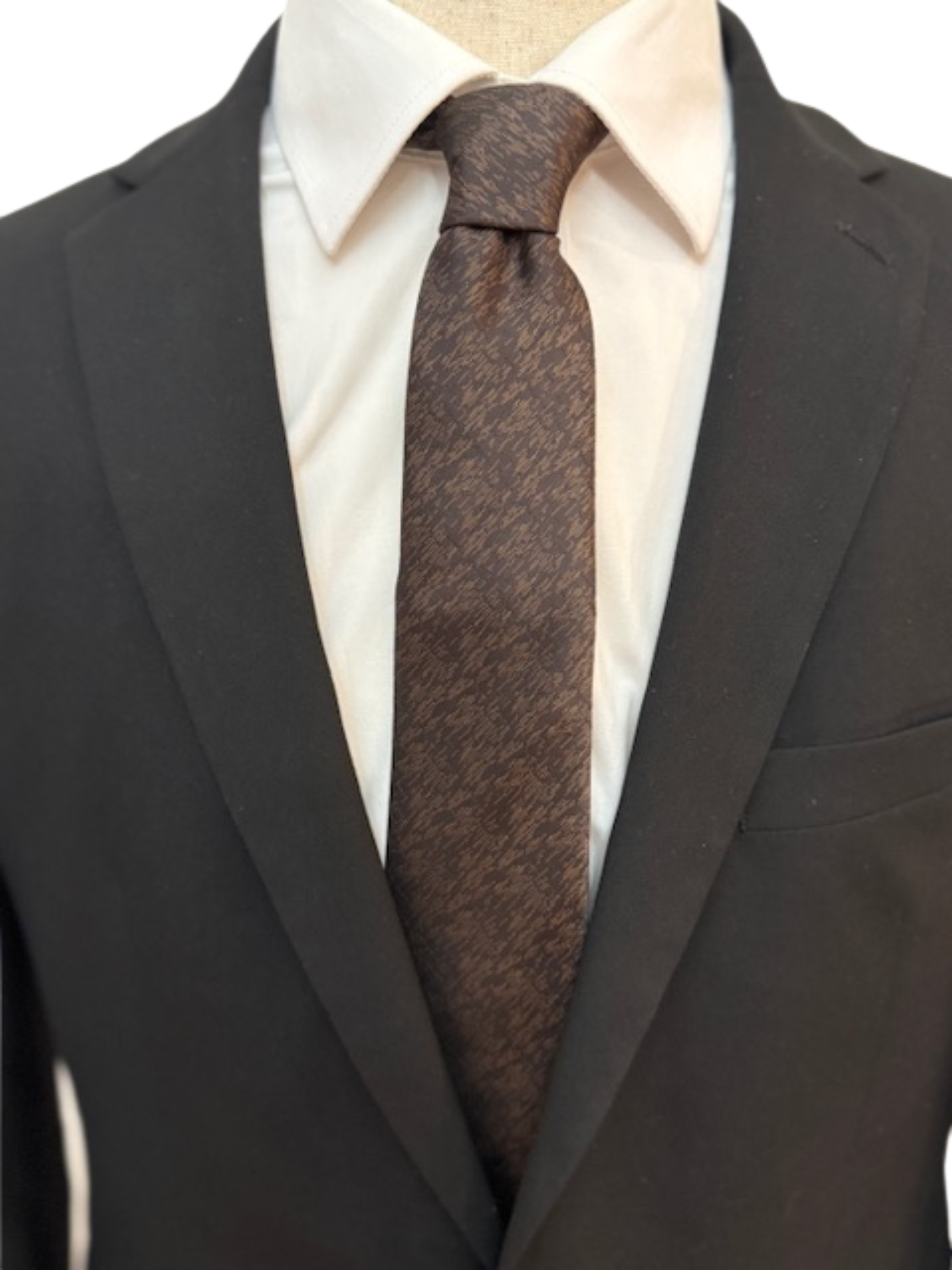 Copper Heathered Weave on Black Necktie