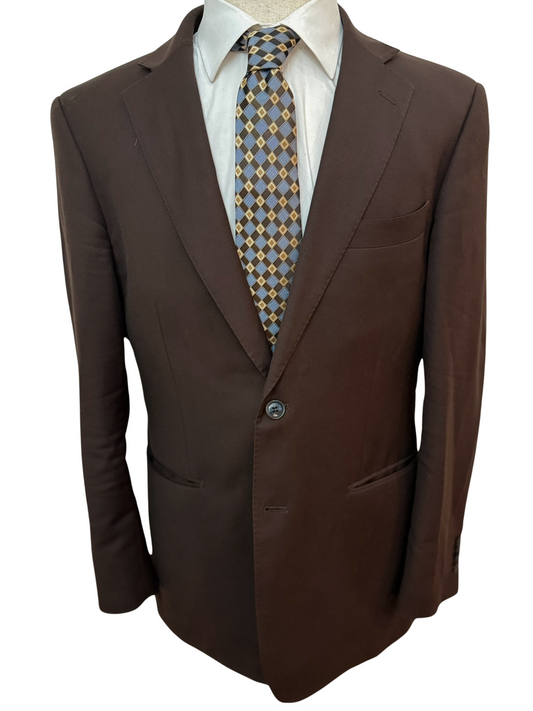 Honey Gold, Brown and Periwinkle Cross Check Necktie