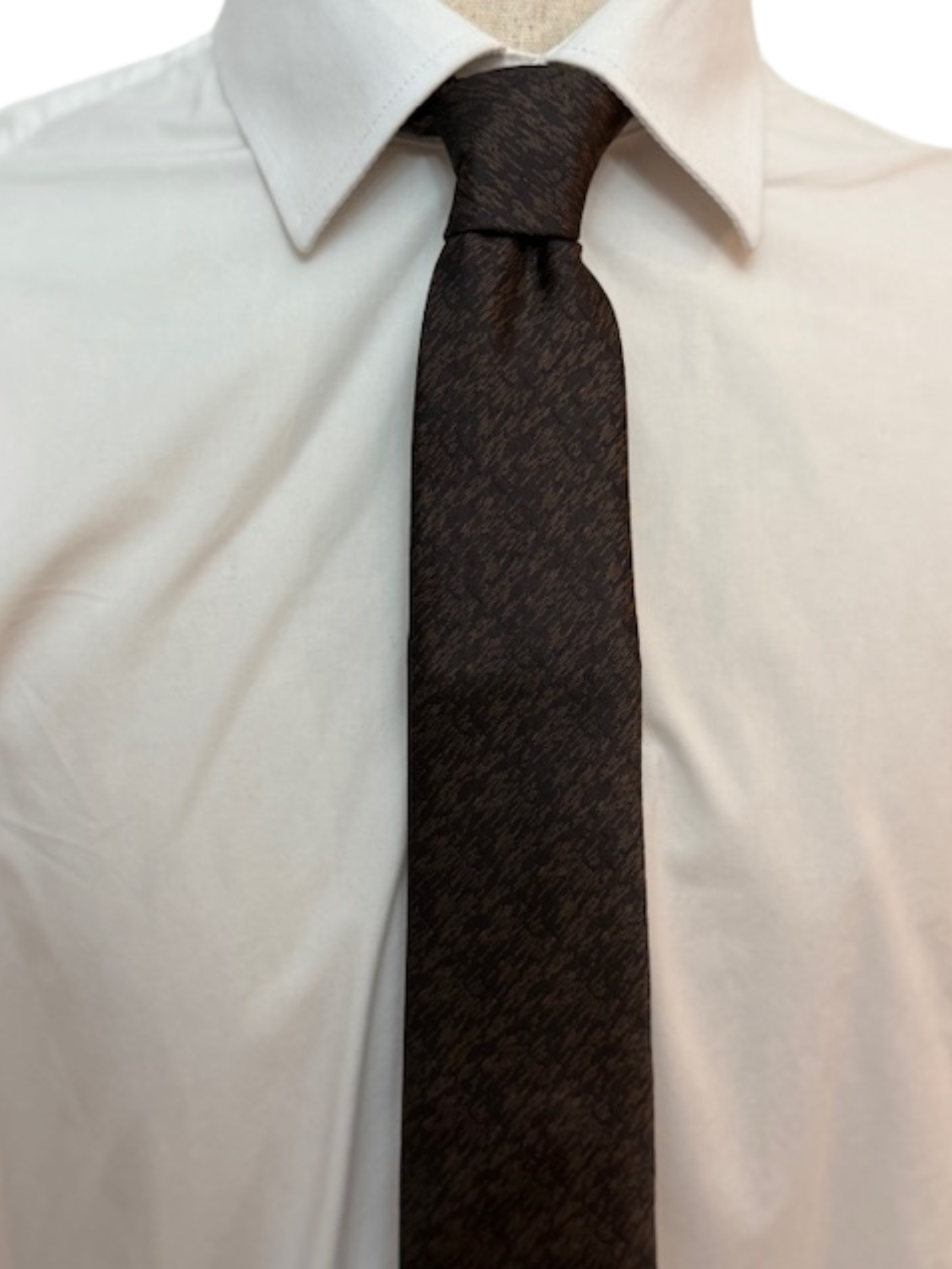 Copper Heathered Weave on Black Necktie