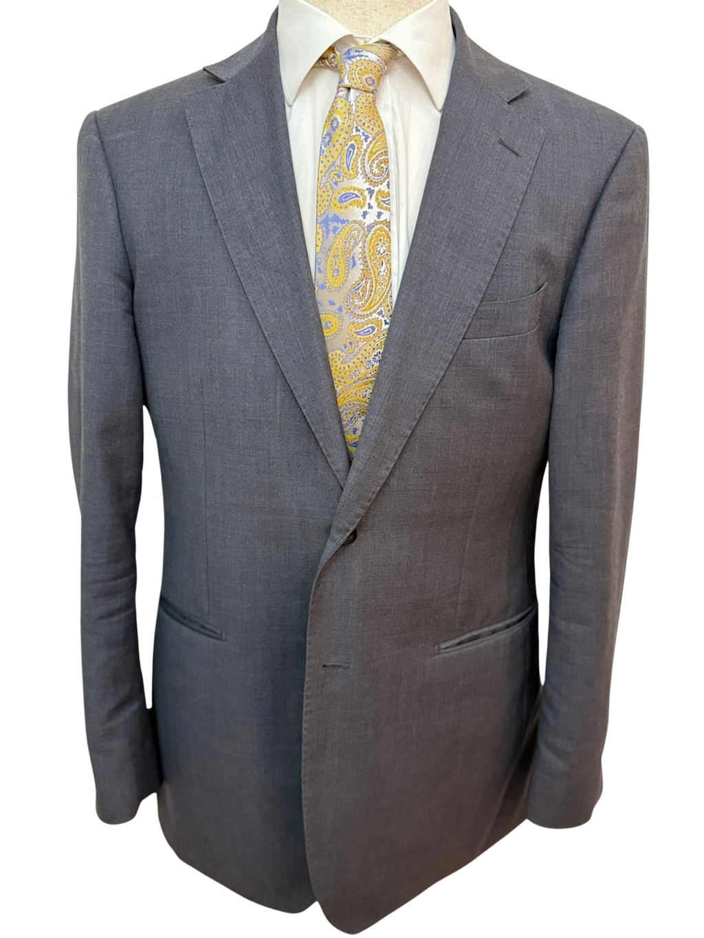 Mustard and Steel Blue Platinum Paisley Necktie