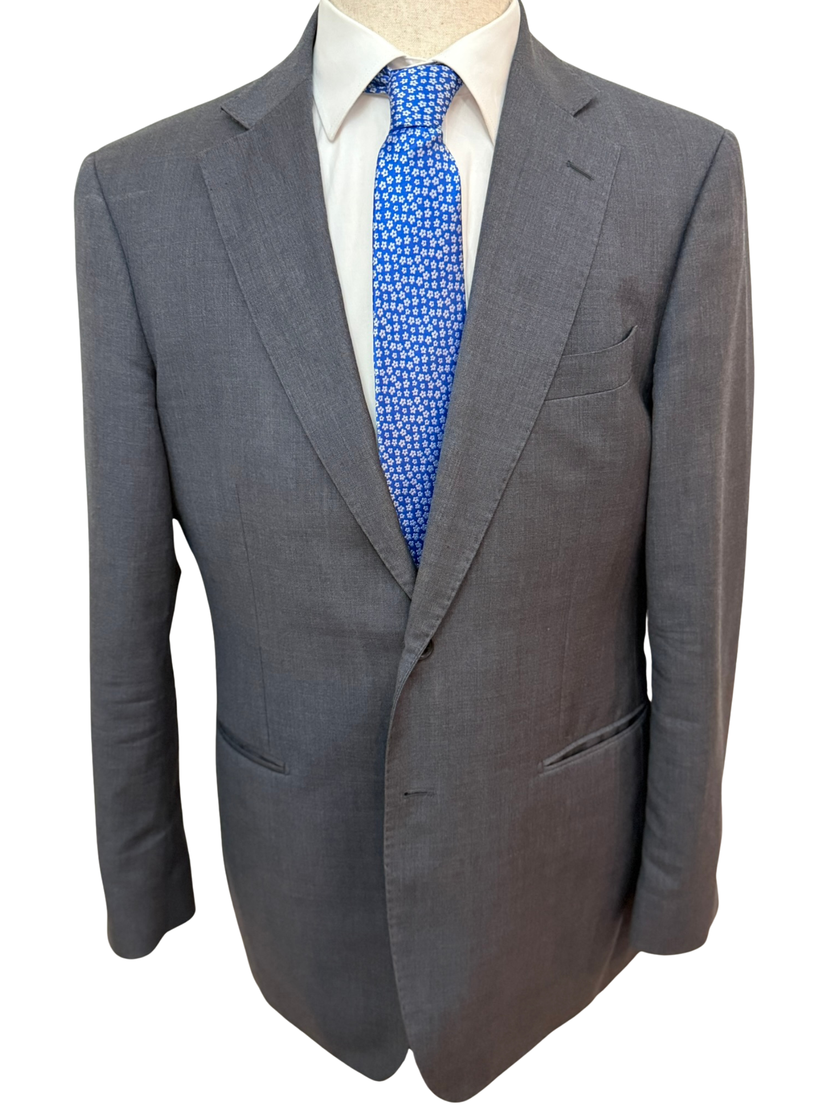 Grey Flower on Blue Necktie