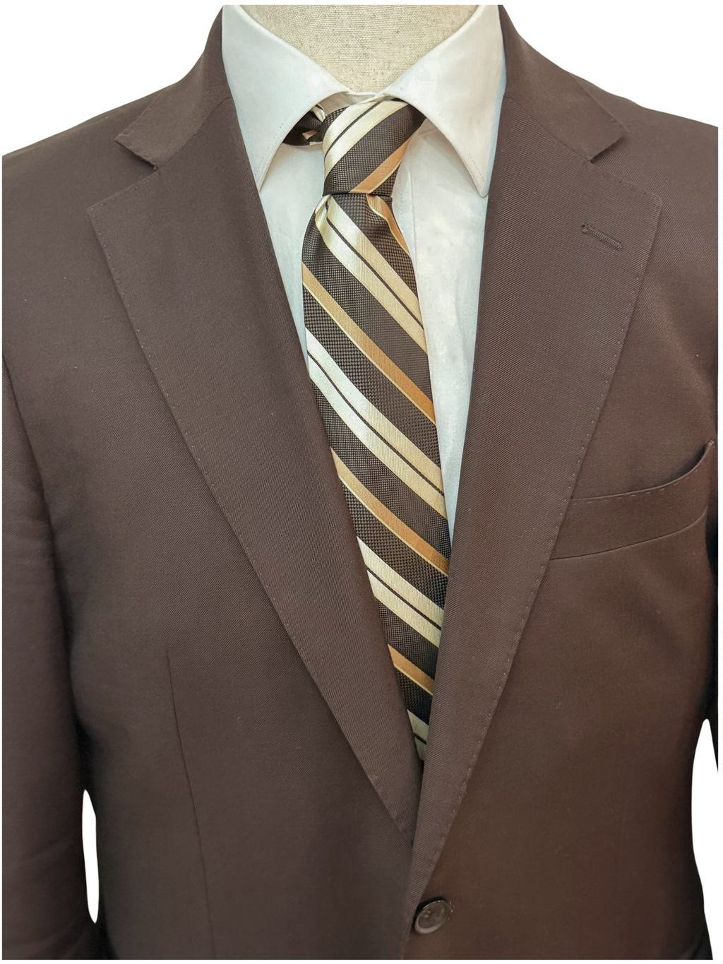 Cream, Copper, and Brown Striped Necktie