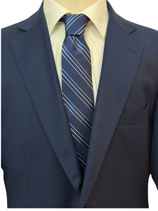 Corbata tejida a rayas azules y negras Oasis