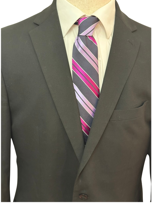 Corbata tejida a rayas azules y negras Oasis