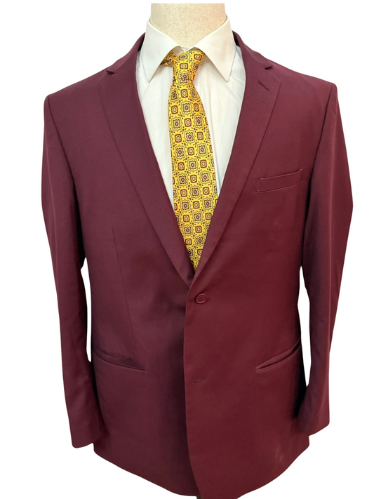 Burgundy, Grey on Yellow Geometric Necktie