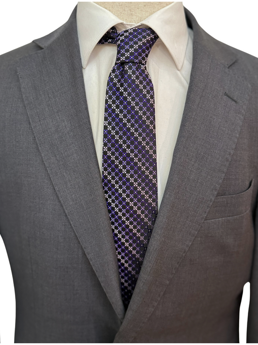 Purple with Black Cross Box Geometric Necktie