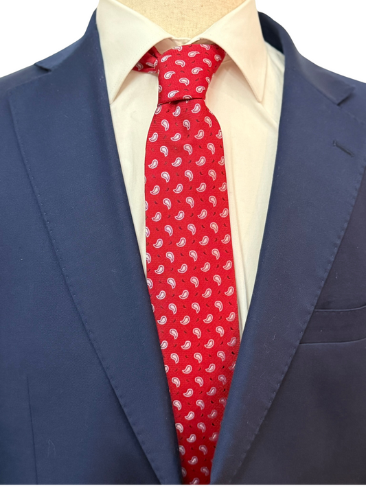Small Teardrop Paisleys on Red Necktie