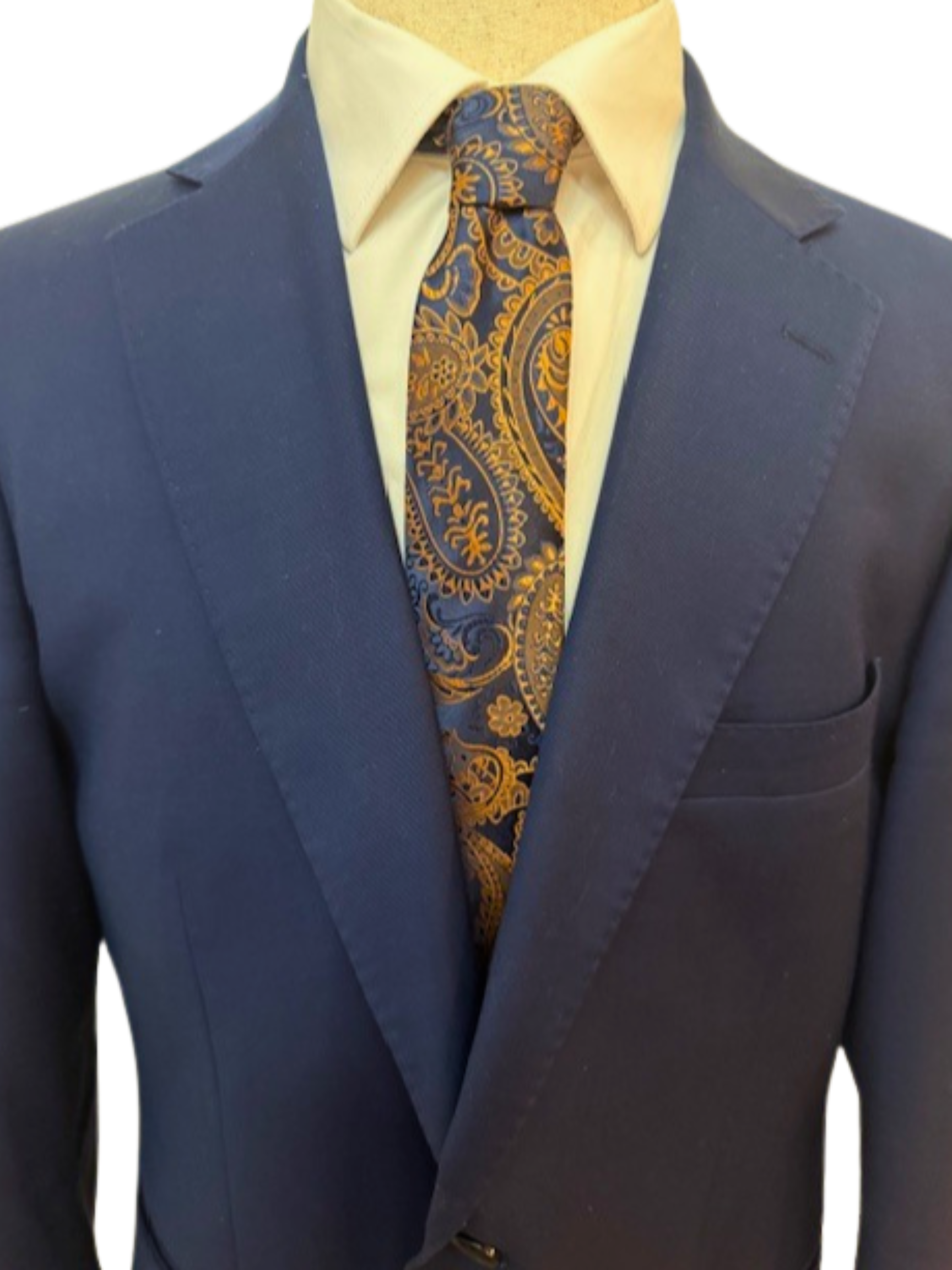Copper and Navy Paisley on Navy Necktie