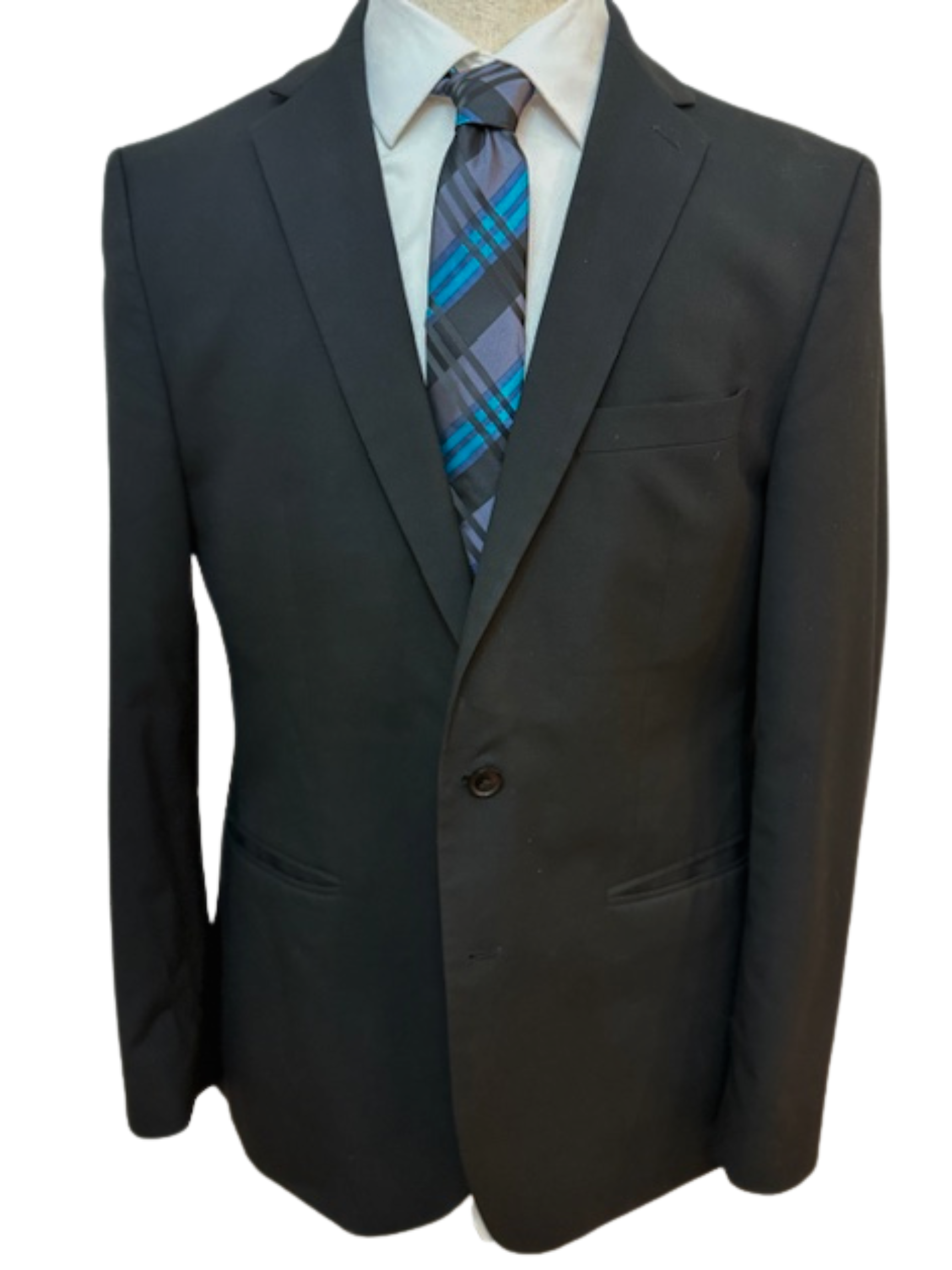 Black, Grey, and Aqua Blue Striped Necktie