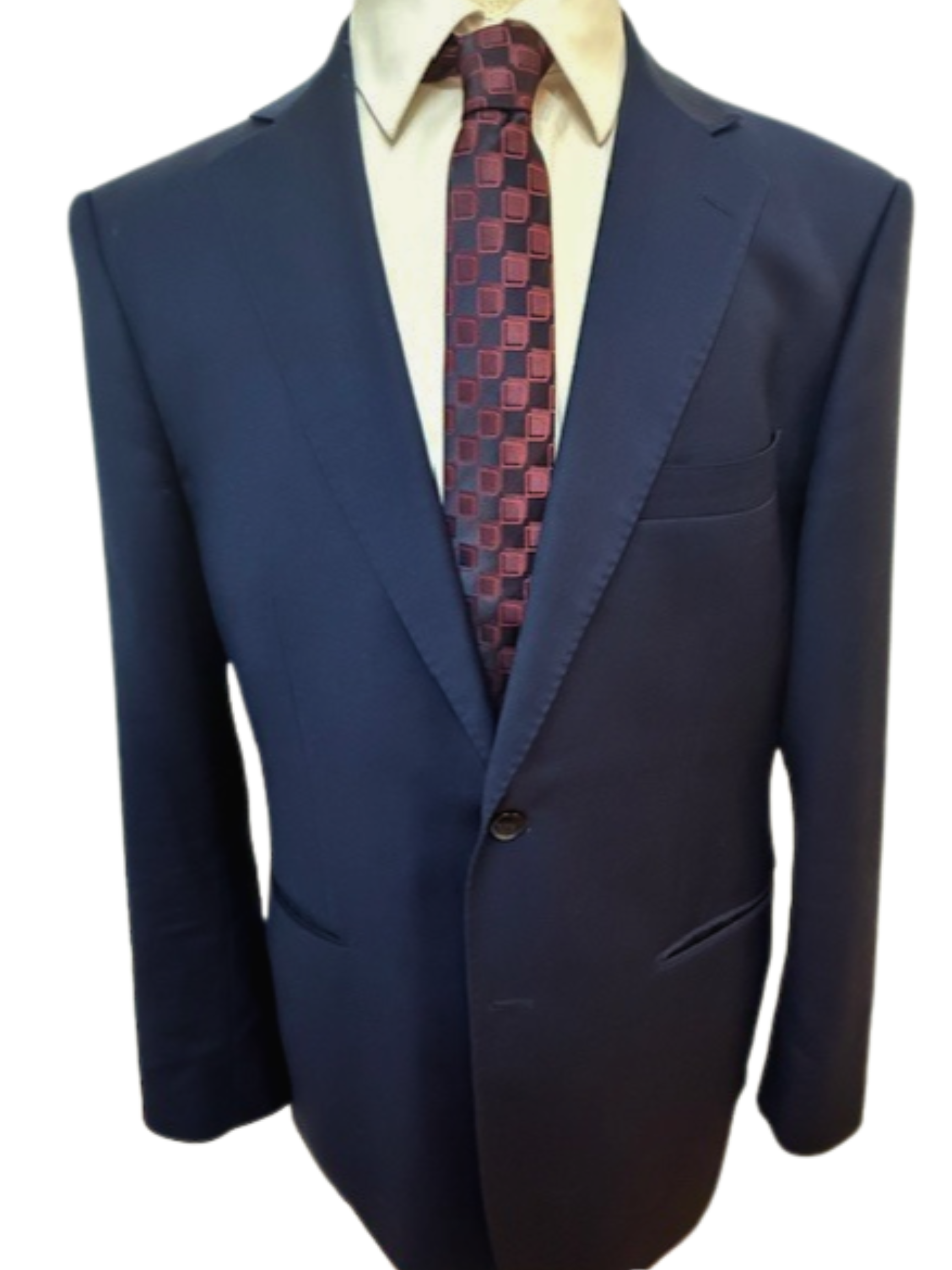 Red Cubes on Navy Geometric Necktie