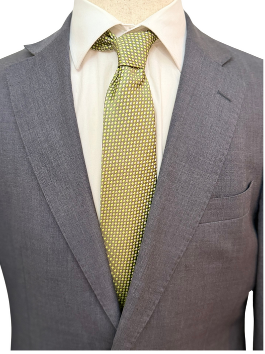 Olive, Green and Grey Geometric Necktie