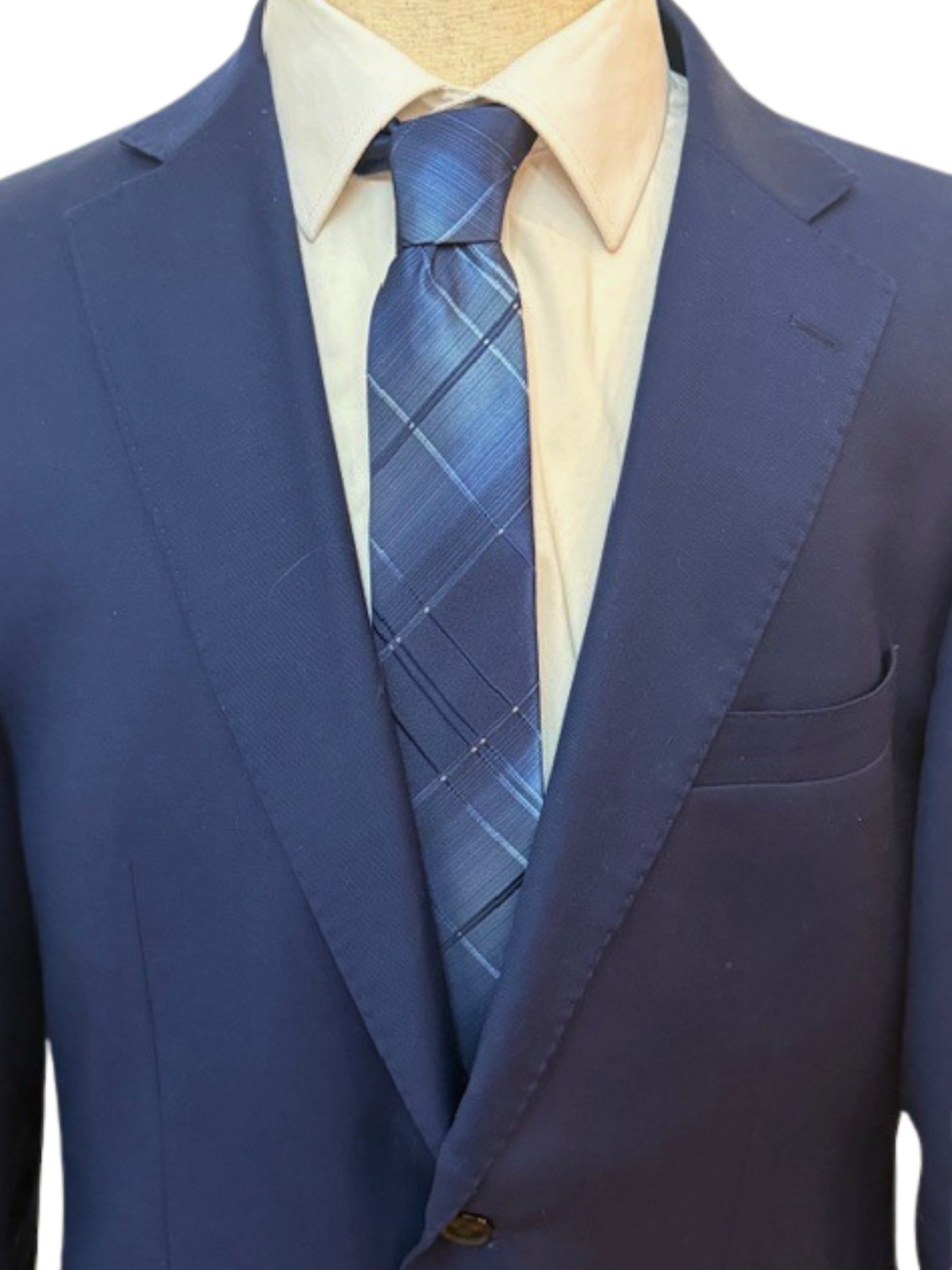 Silver, Grey, Blue, and Navy Plaid Necktie