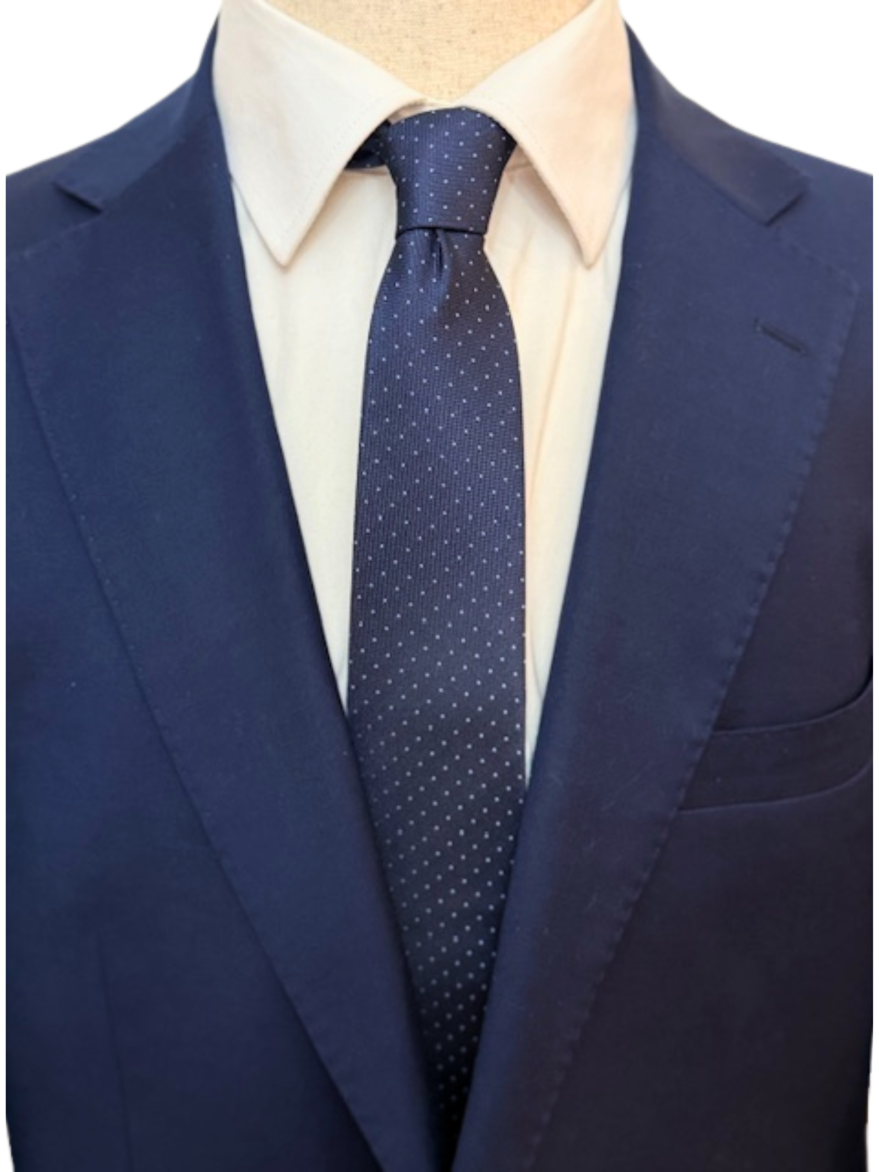 Light Blue Micro Dot on Navy Necktie