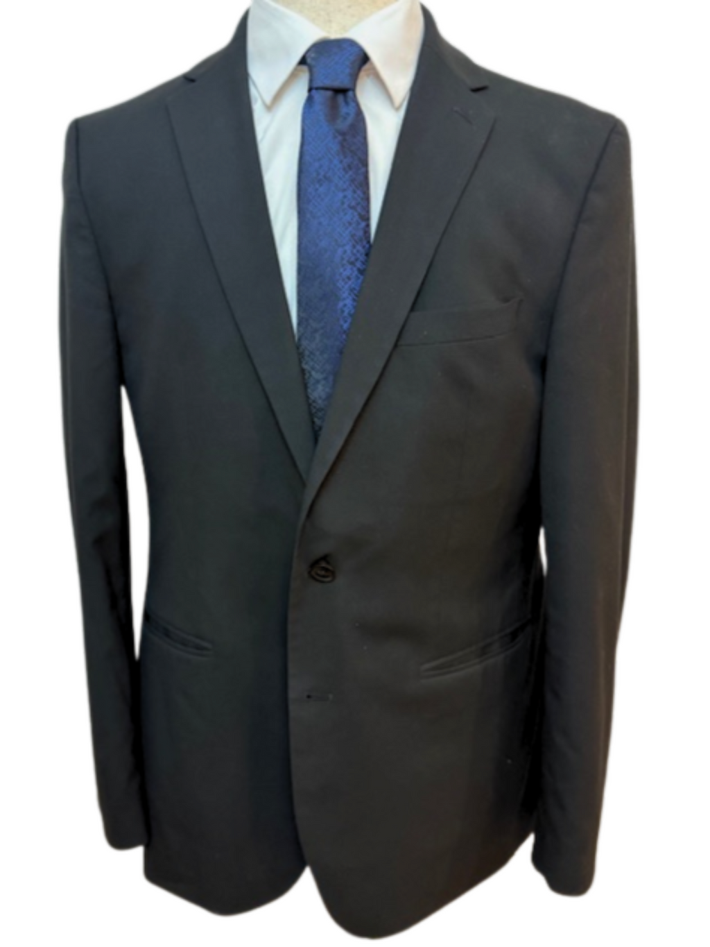 Dynamic Deep Blue Weave on Black Necktie