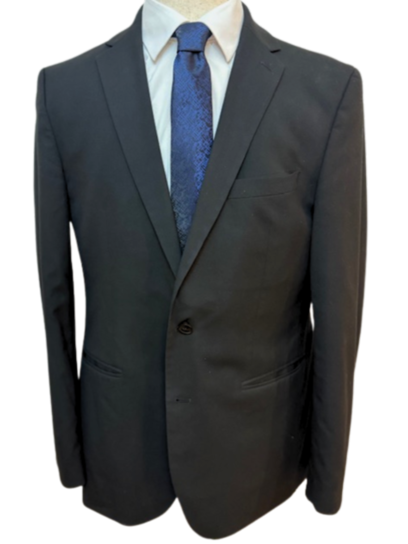 Dynamic Deep Blue Weave on Black Necktie