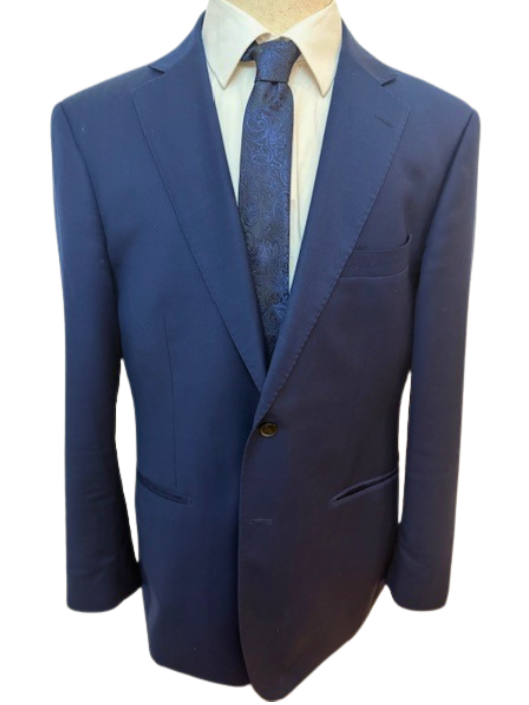 Bright Blue Paisley on Navy Necktie