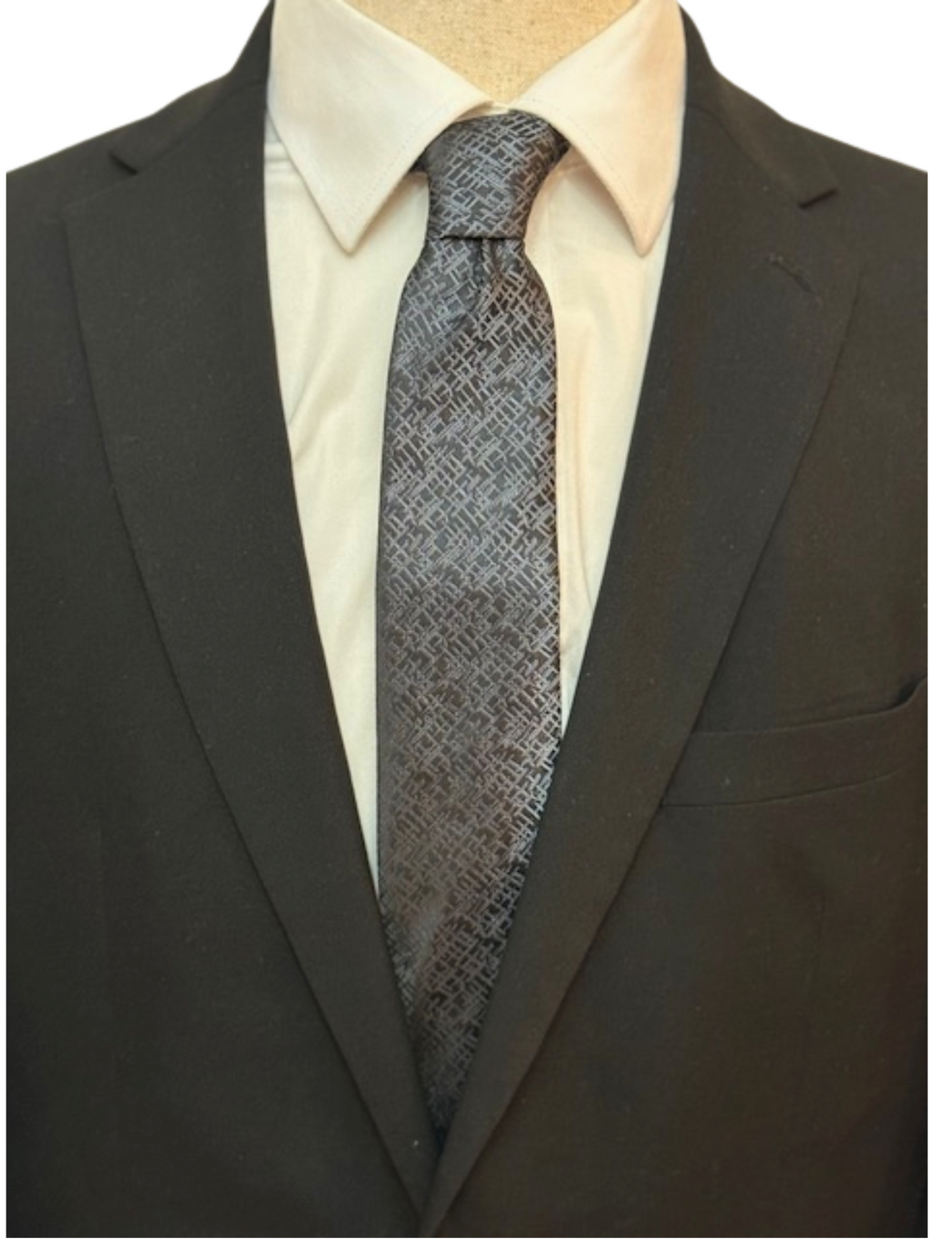 Dynamic Dark Grey Weave on Black Necktie