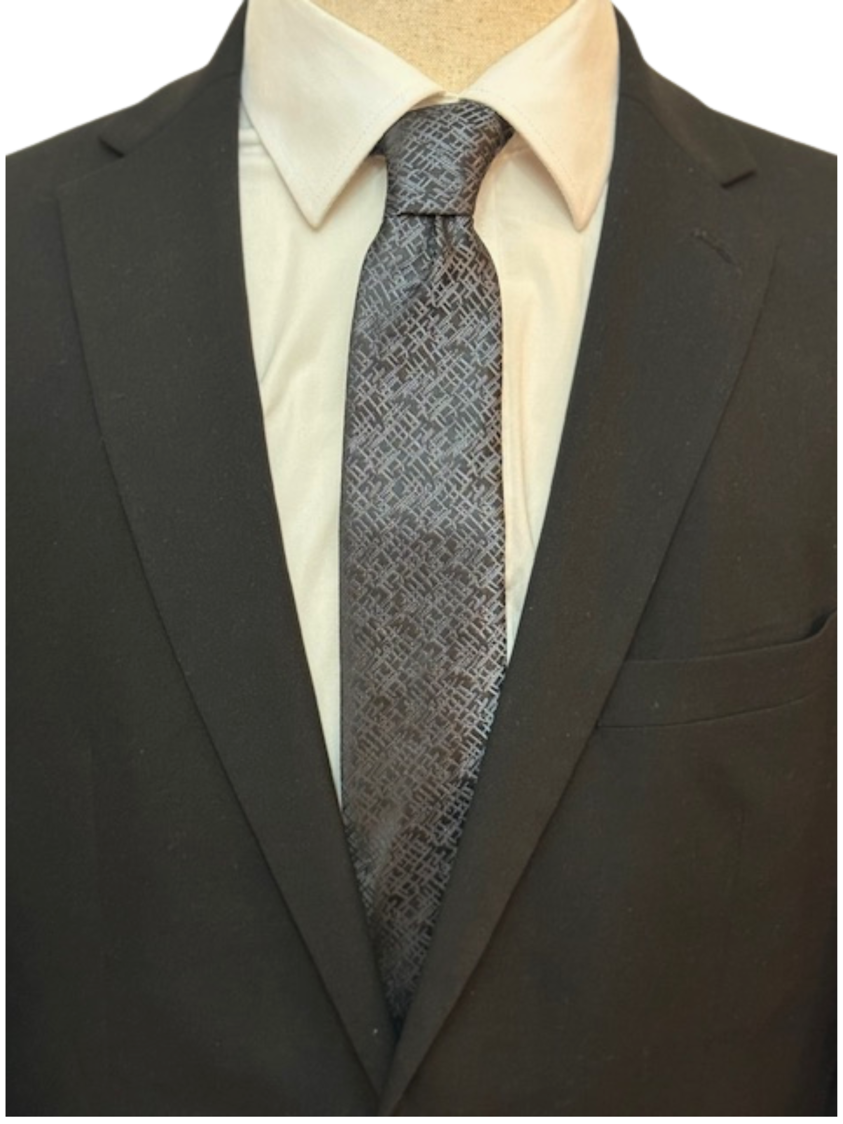 Dynamic Dark Grey Weave on Black Necktie