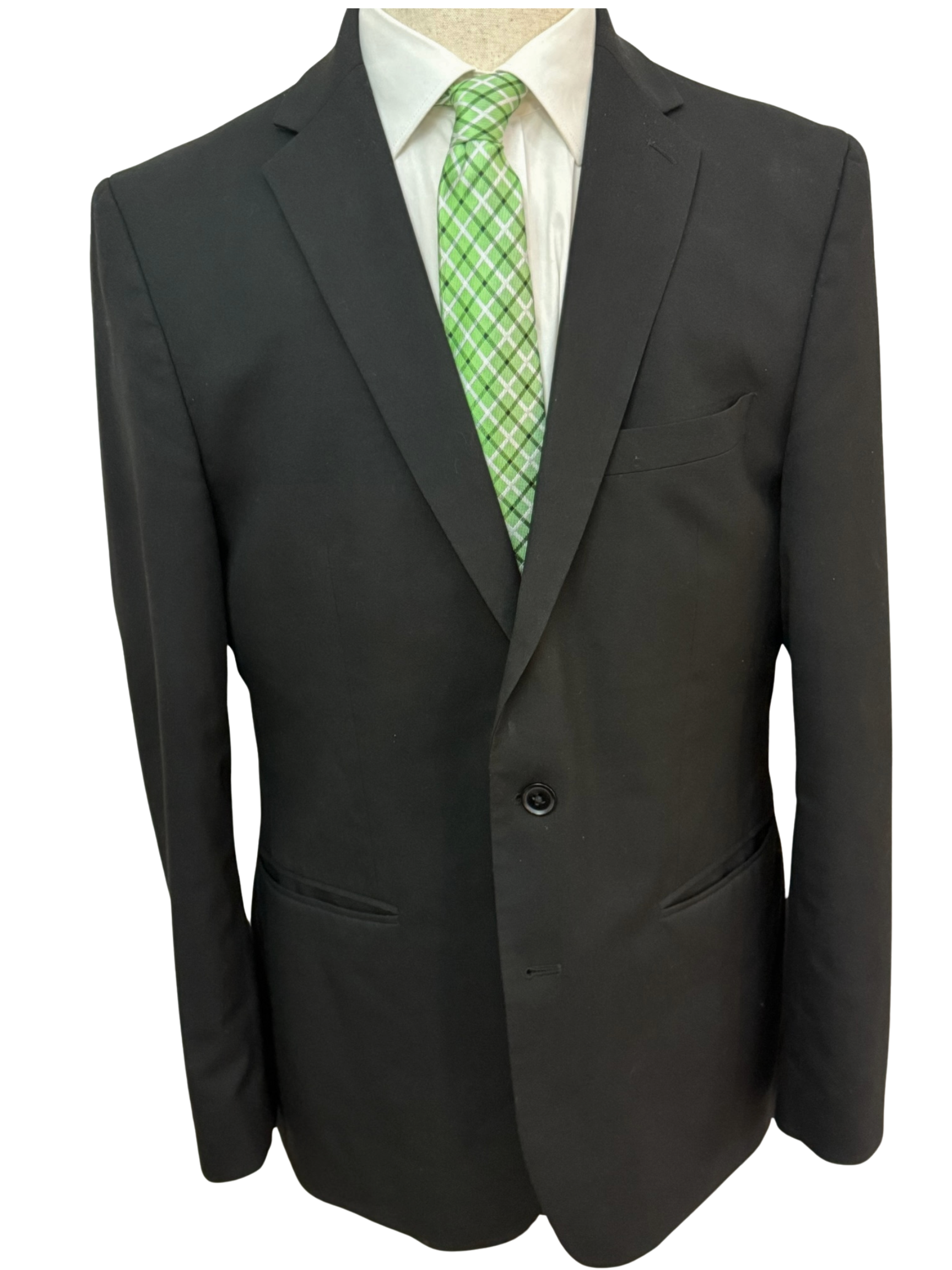 Light Green, White and Black Plaid Necktie