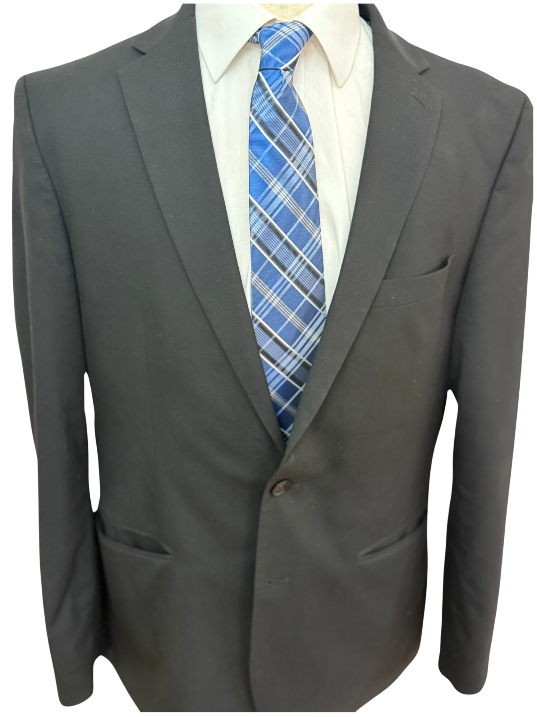 Black, White and Navy Checkered Plaid Necktie