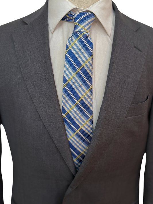 Blue, White, and Yellow Plaid Necktie