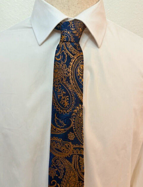 Copper and Navy Paisley on Navy Necktie