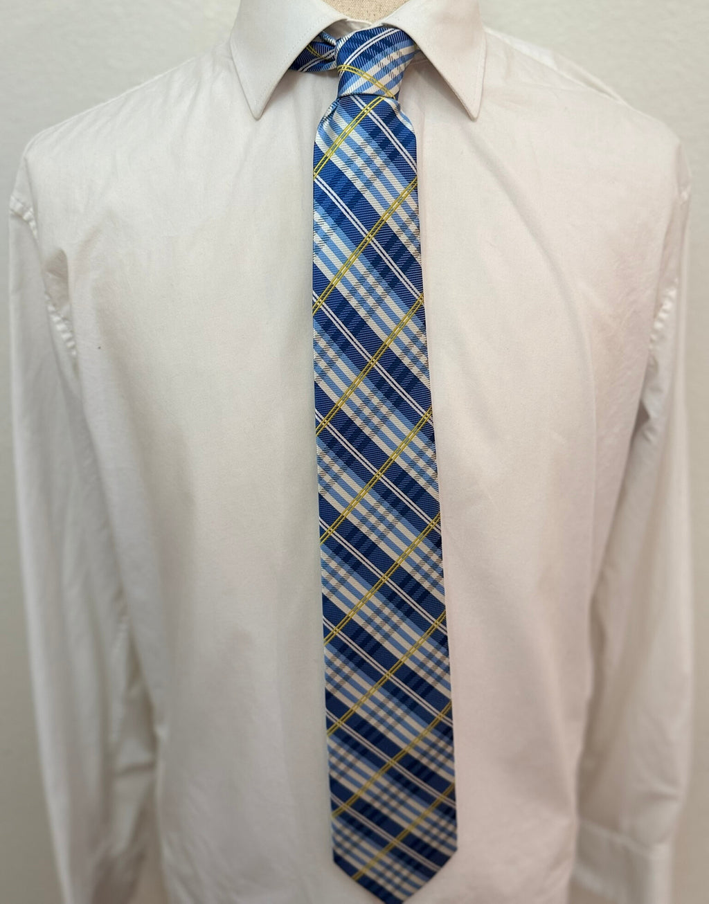 Blue, White, and Yellow Plaid Necktie
