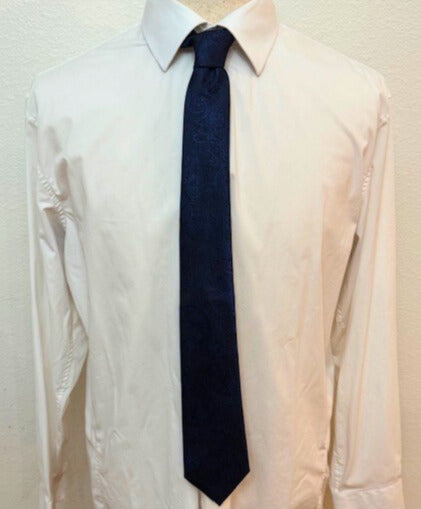 Bright Blue Paisley on Navy Necktie