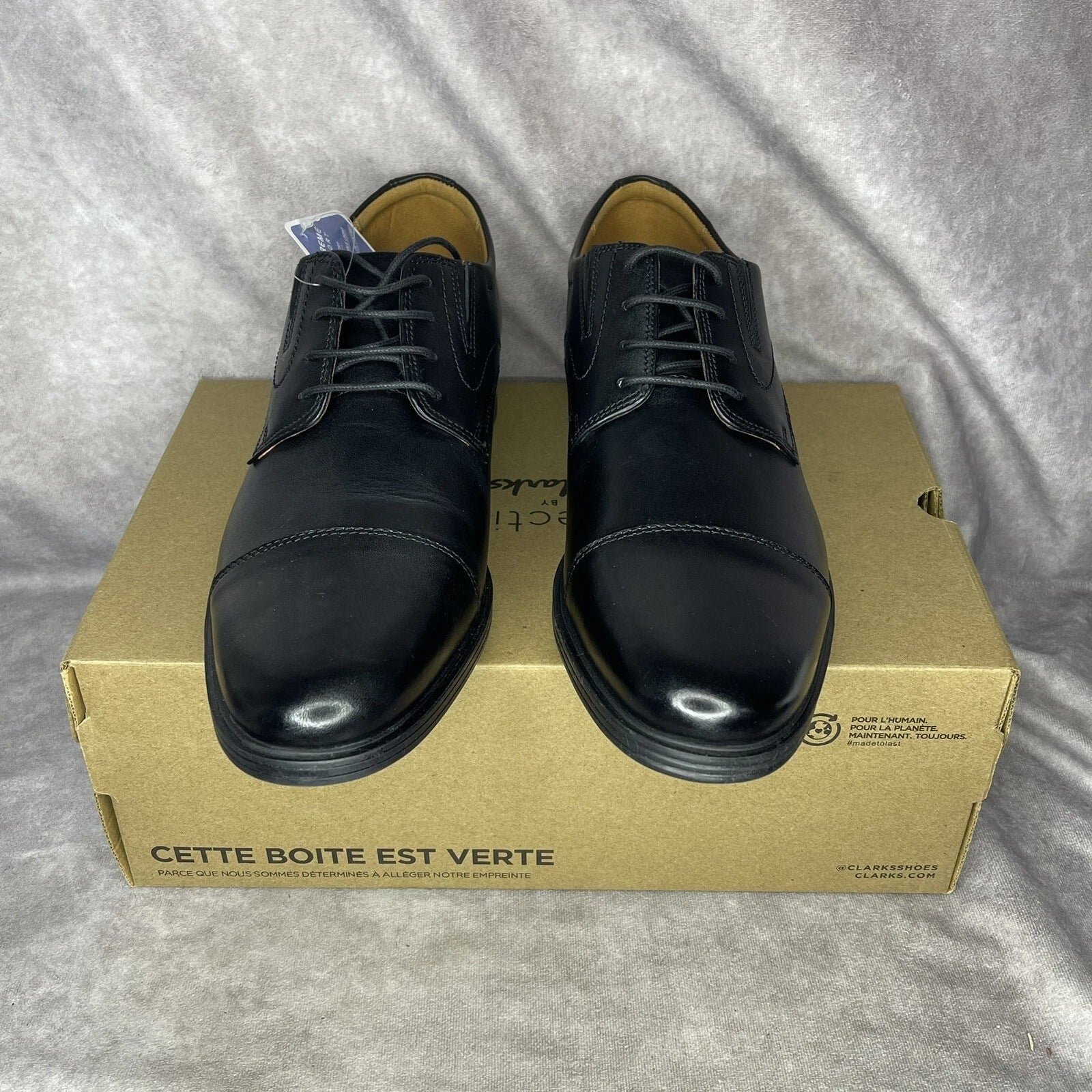 Clarks Men's Whiddon cap Toe Oxford Black Dress shoe