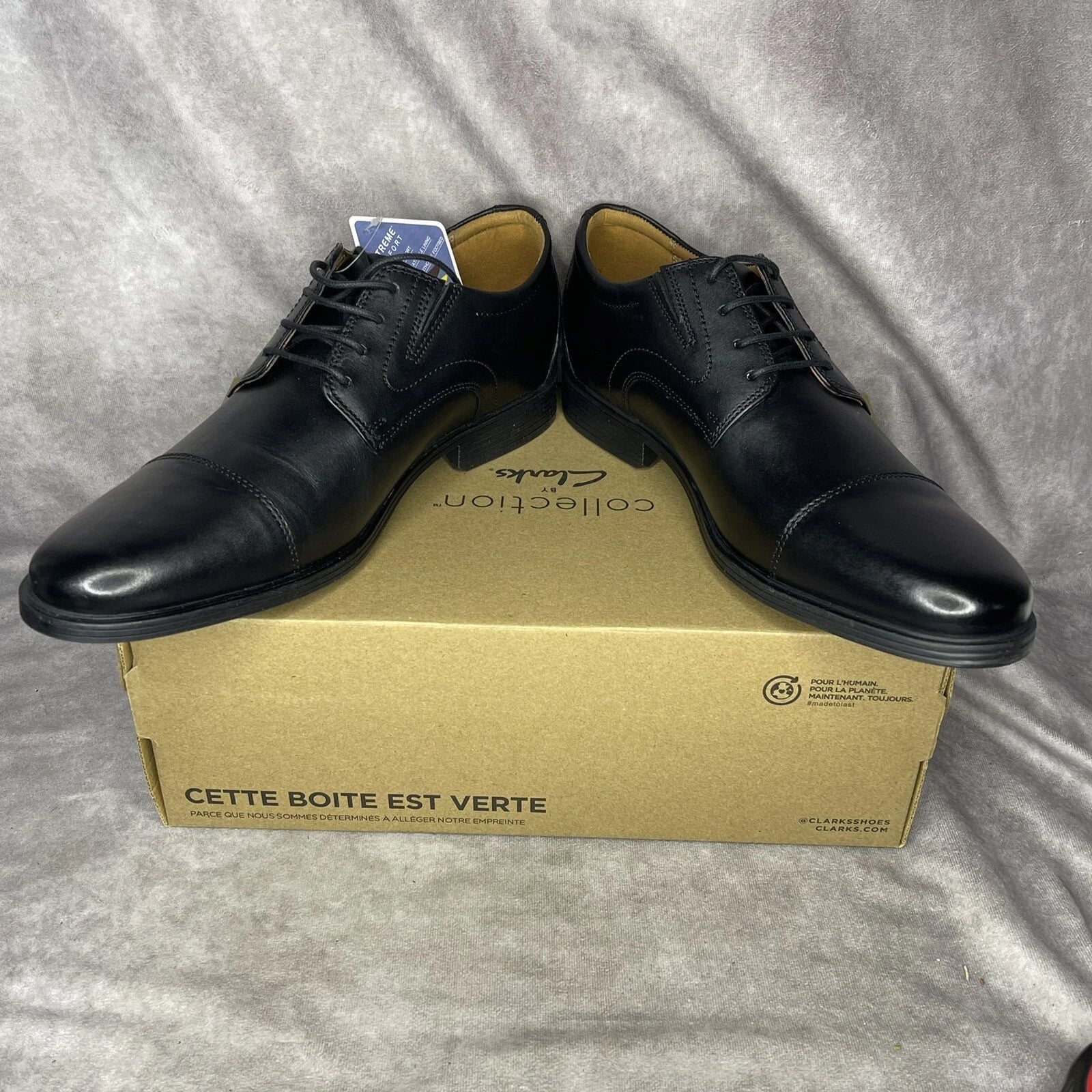 Clarks Men's Whiddon cap Toe Oxford Black Dress shoe