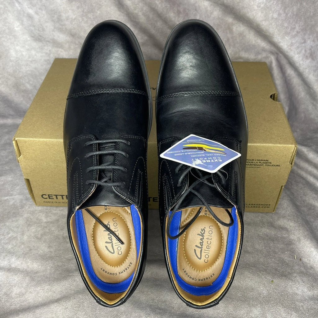 Clarks Men's Whiddon cap Toe Oxford Black Dress shoe