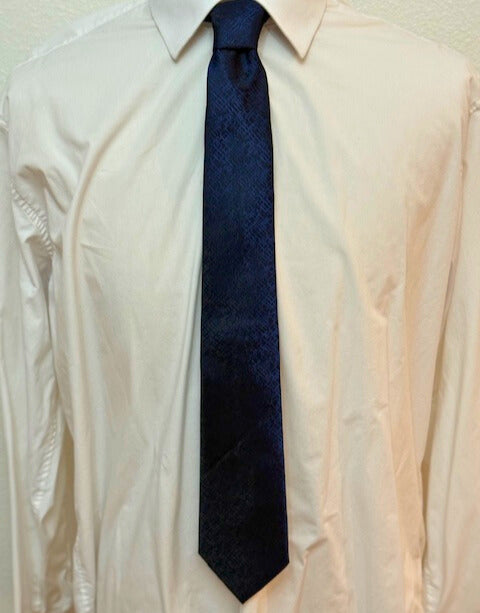 Dynamic Deep Blue Weave on Black Necktie
