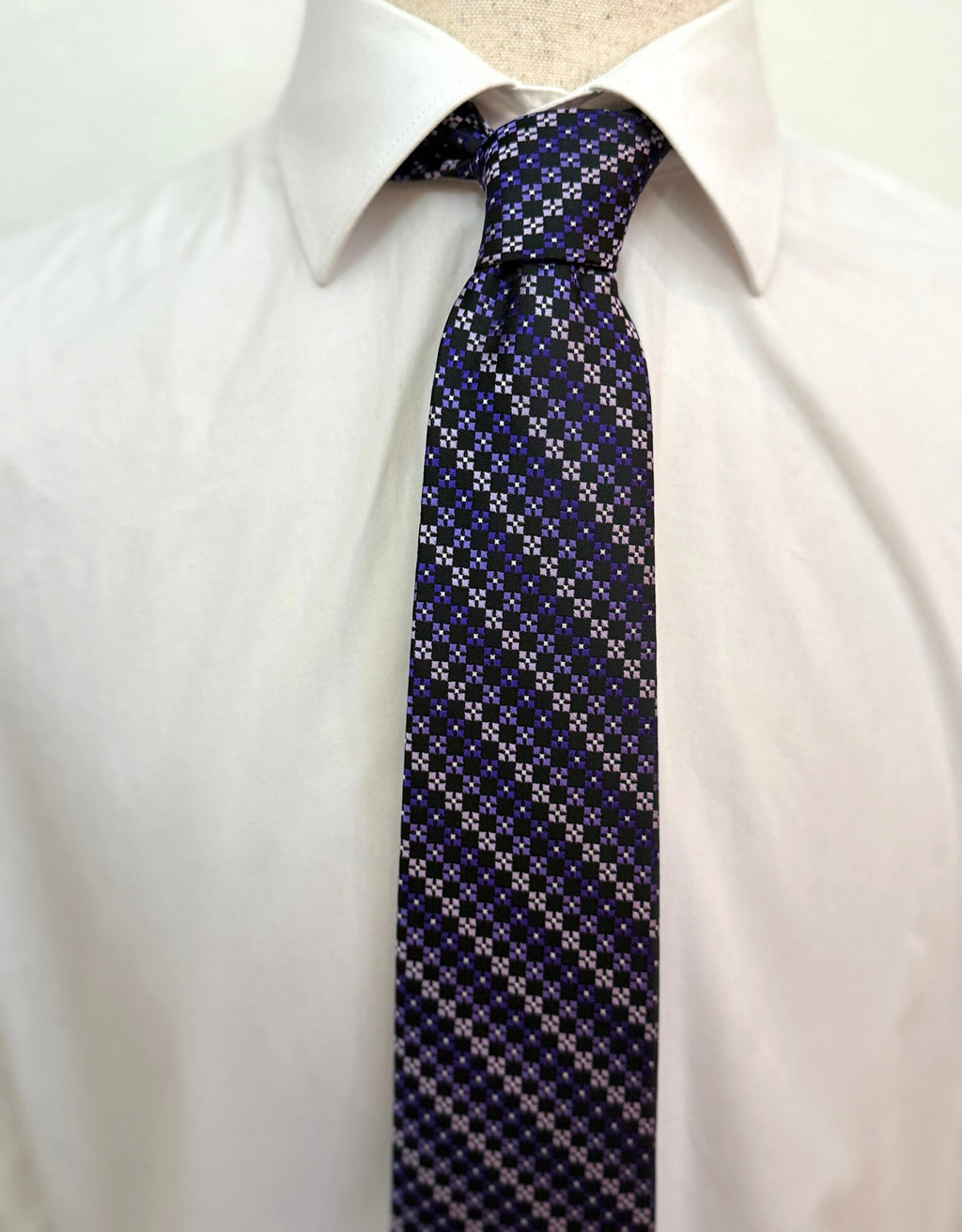 Purple with Black Cross Box Geometric Necktie