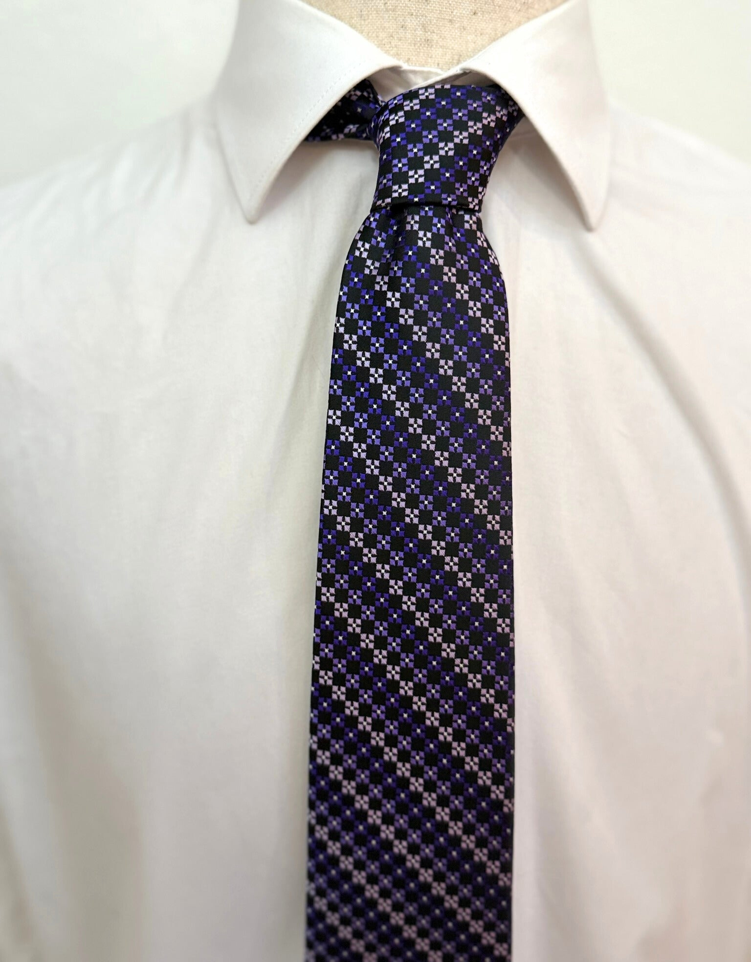 Purple with Black Cross Box Geometric Necktie
