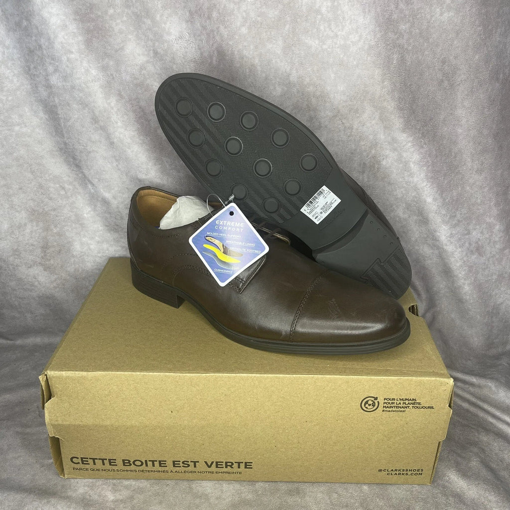 Clarks Men's Whiddon cap Toe Oxford Dark Brown Dress shoe