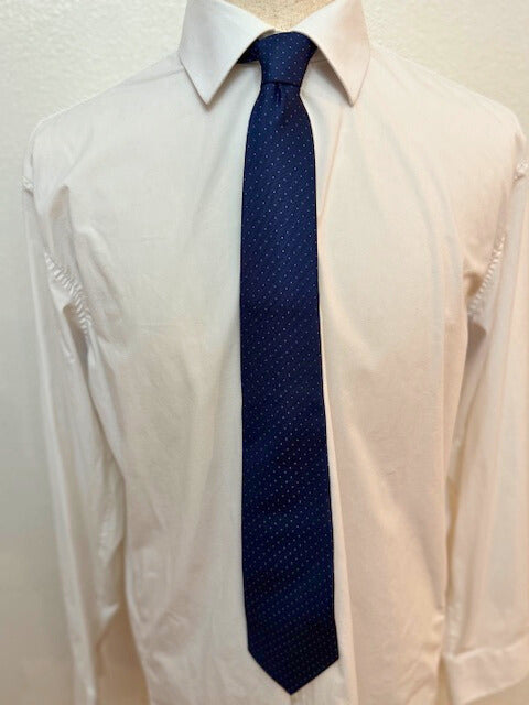 Light Blue Micro Dot on Navy Necktie