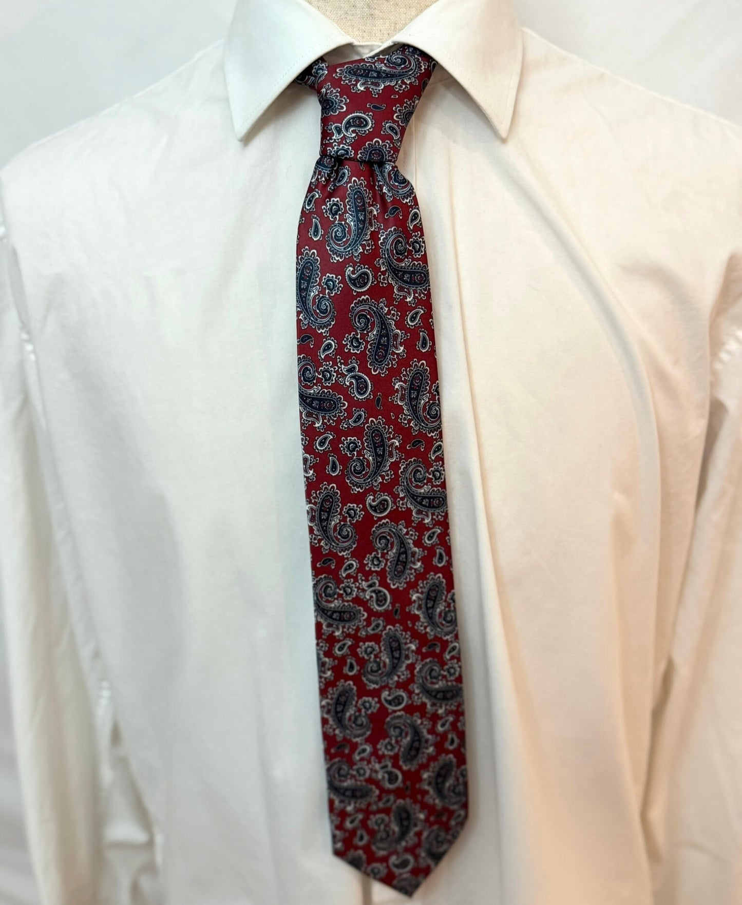 Black on Burgundy Paisley Necktie