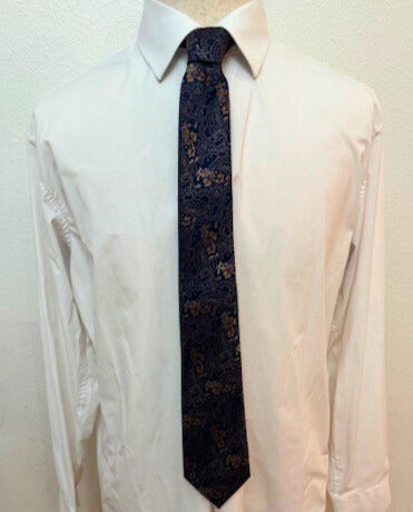 Bronze, Copper, and Gold Paisley on Navy Necktie