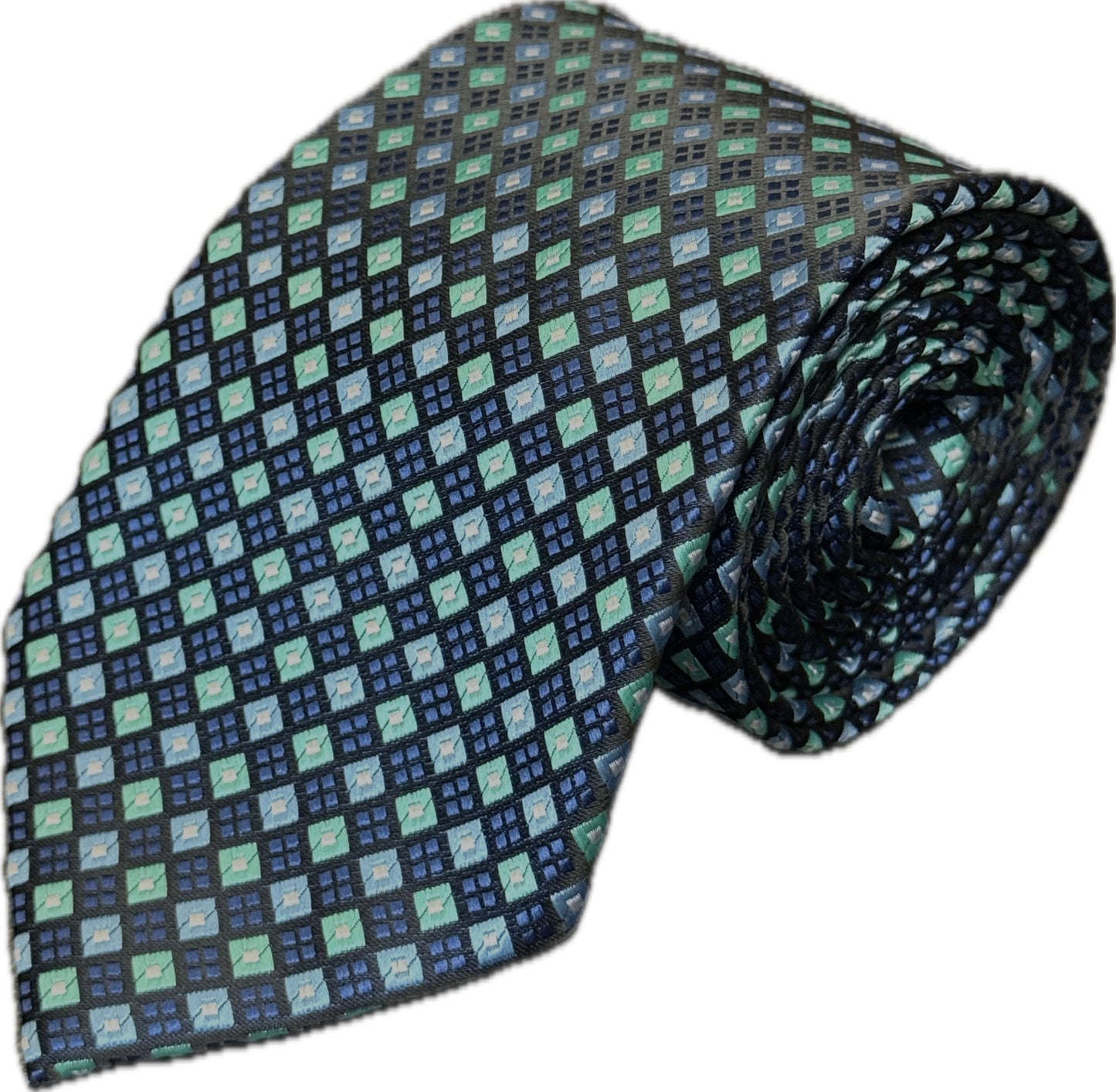 Turquoise Navy Blue Diamonds Necktie