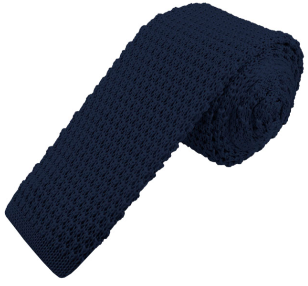 Corbata de punto azul marino lisa