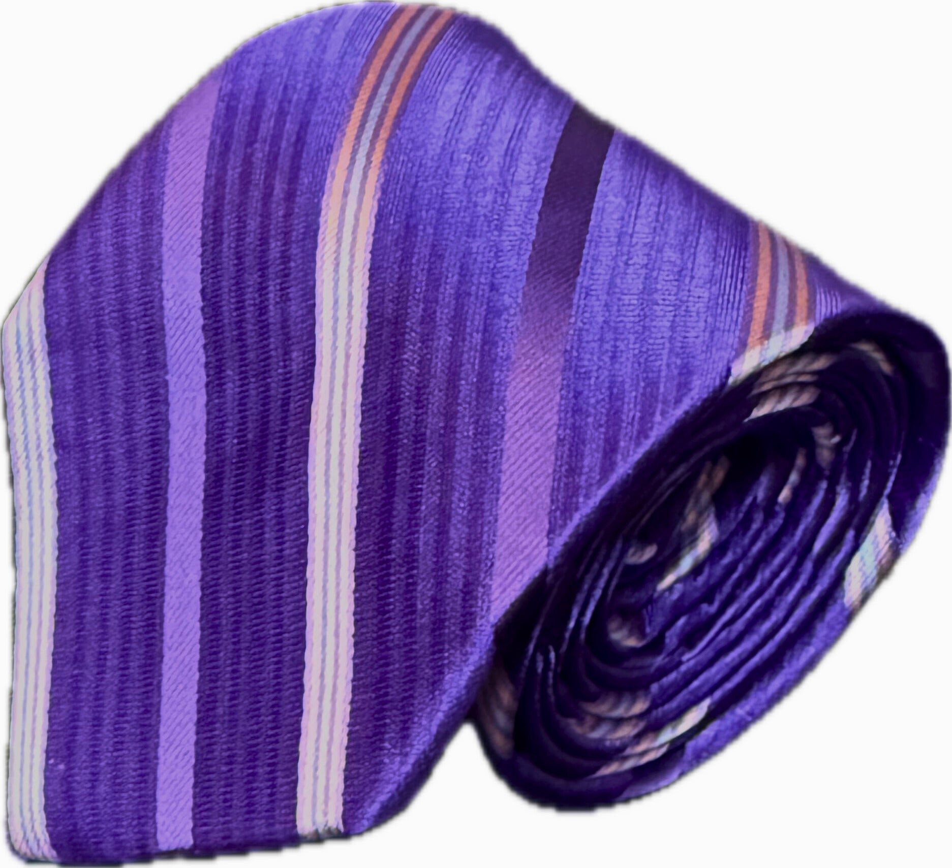 Purple, Rose Pink, on Purple Striped Necktie