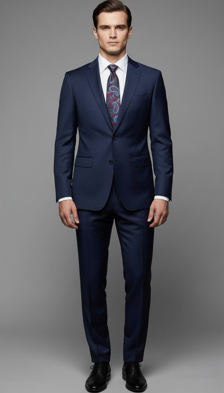 Baby Blue and Burgundy Paisley on Burgundy Necktie