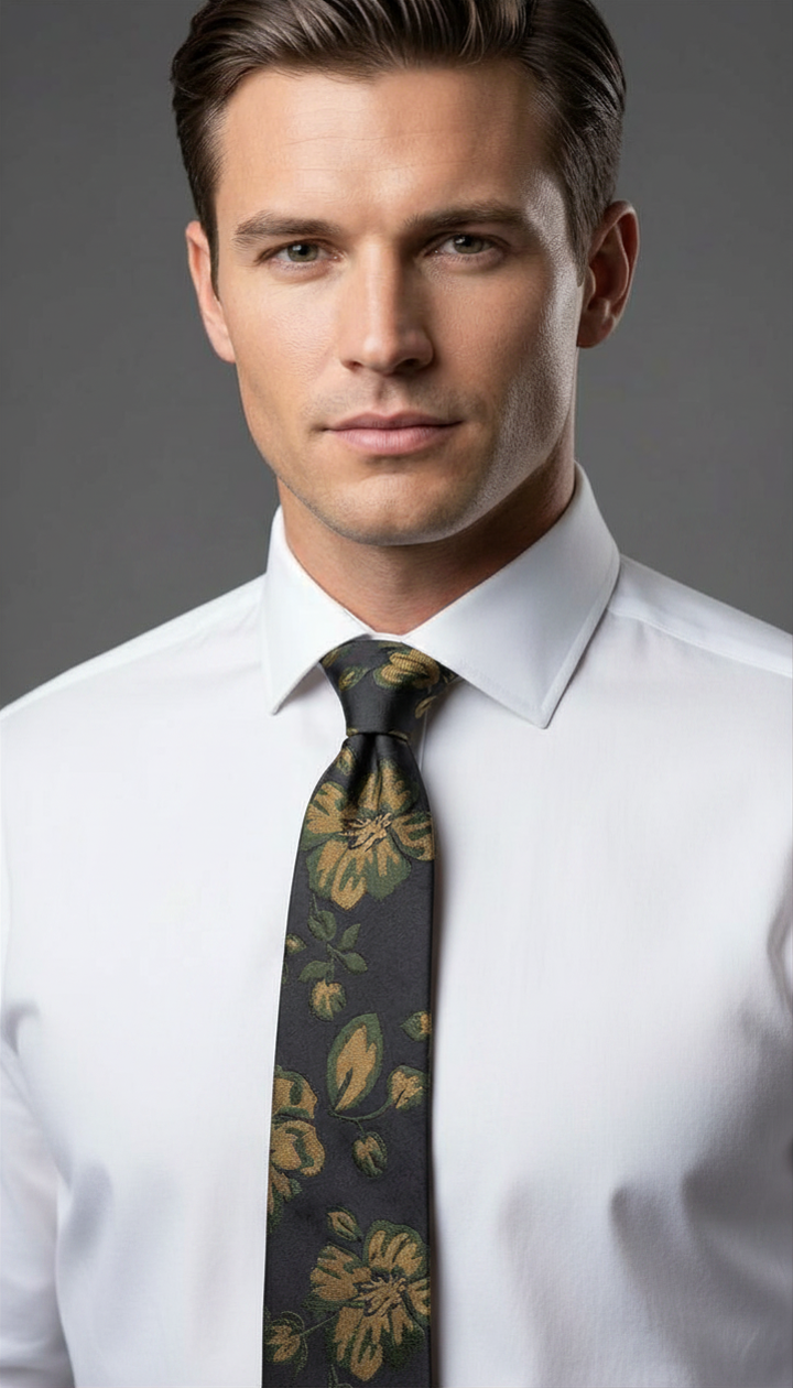 The Olive Bloom Floral Necktie